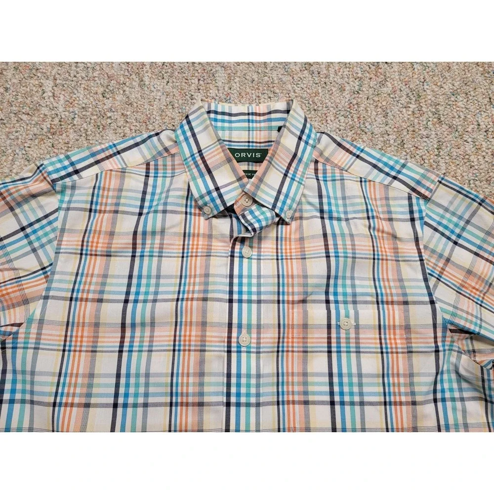 Orvis Shirt Men Medium Multi Plaid Long Sleeve Button Down Outdoors Fishing Camp - Picture 2 of 16